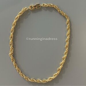 Authentic Vintage GIVENCHY 18" Gold Twisted Rope Chain Necklace GG Clasp